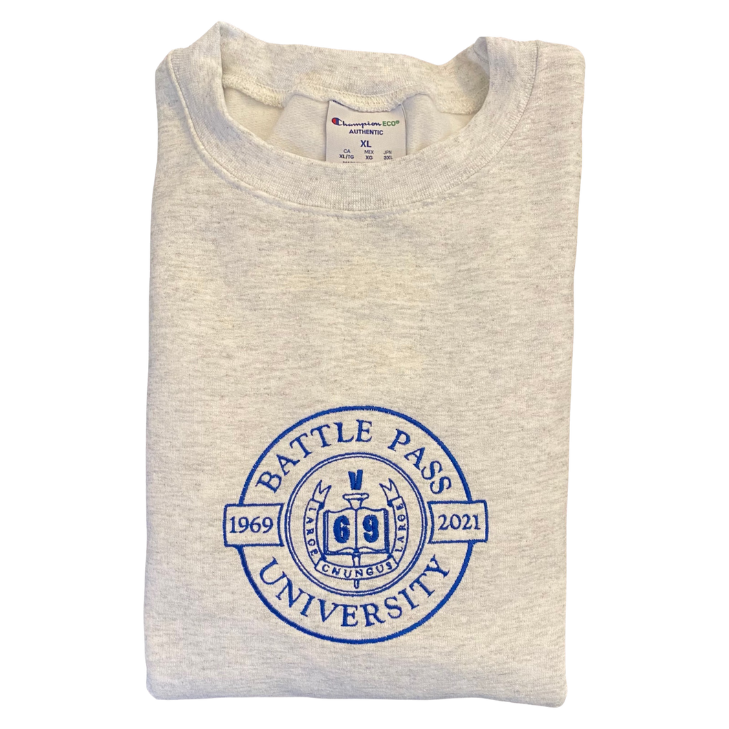 Battle Pass University Crewneck Sweatshirt - Silver