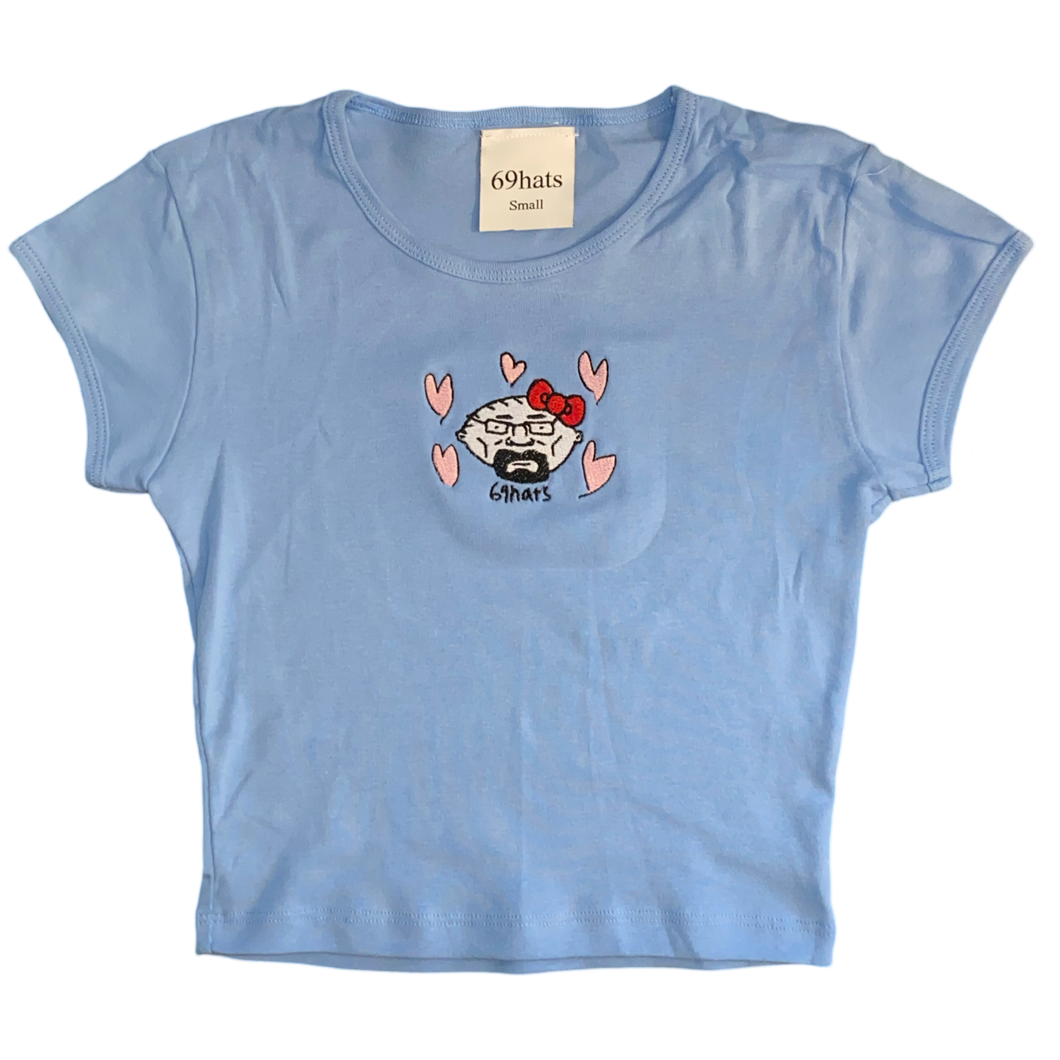 Hello Waltuh Baby Tee - Light Blue